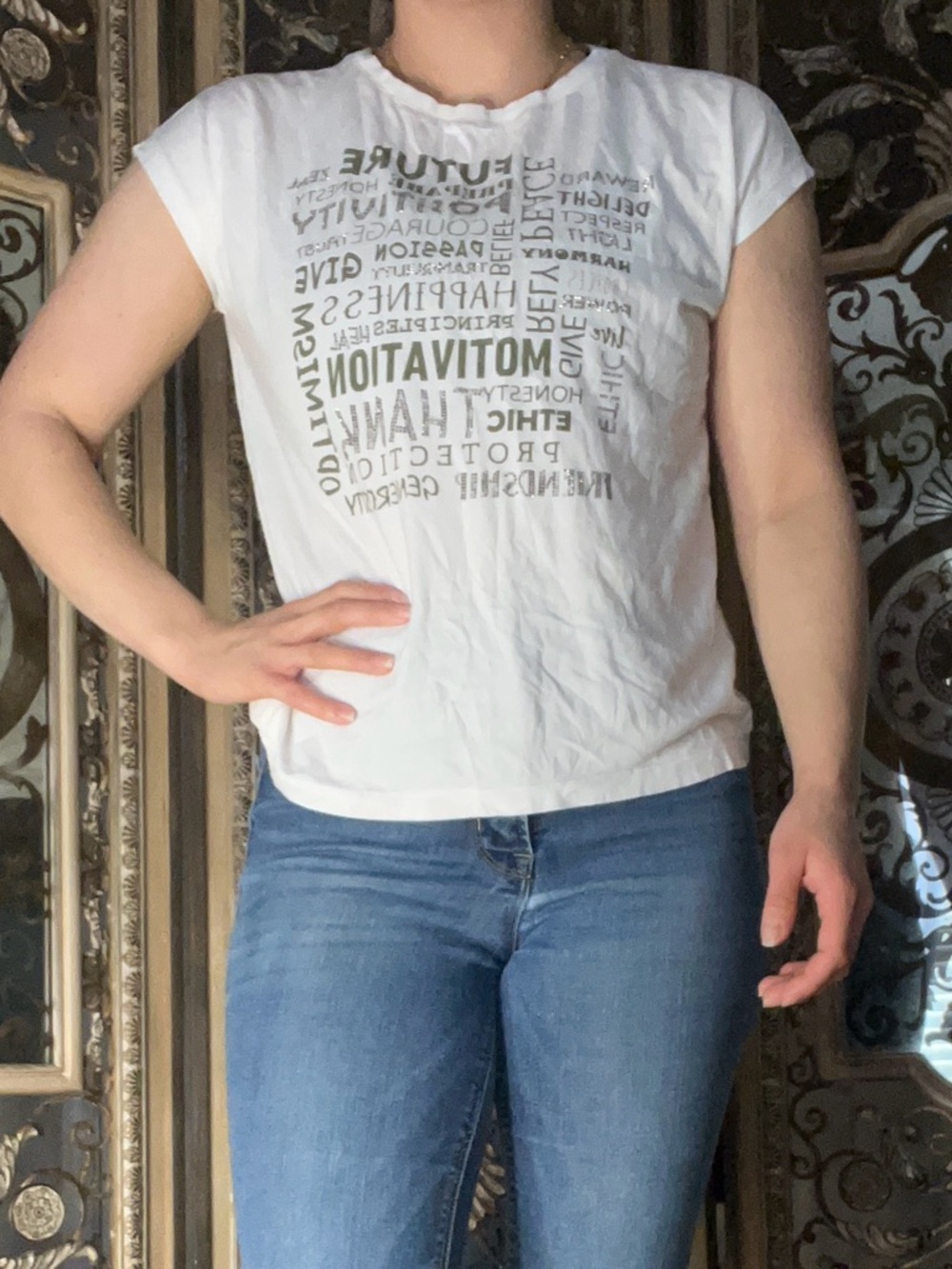 Women’s White Graphic Tee - Motivational Print